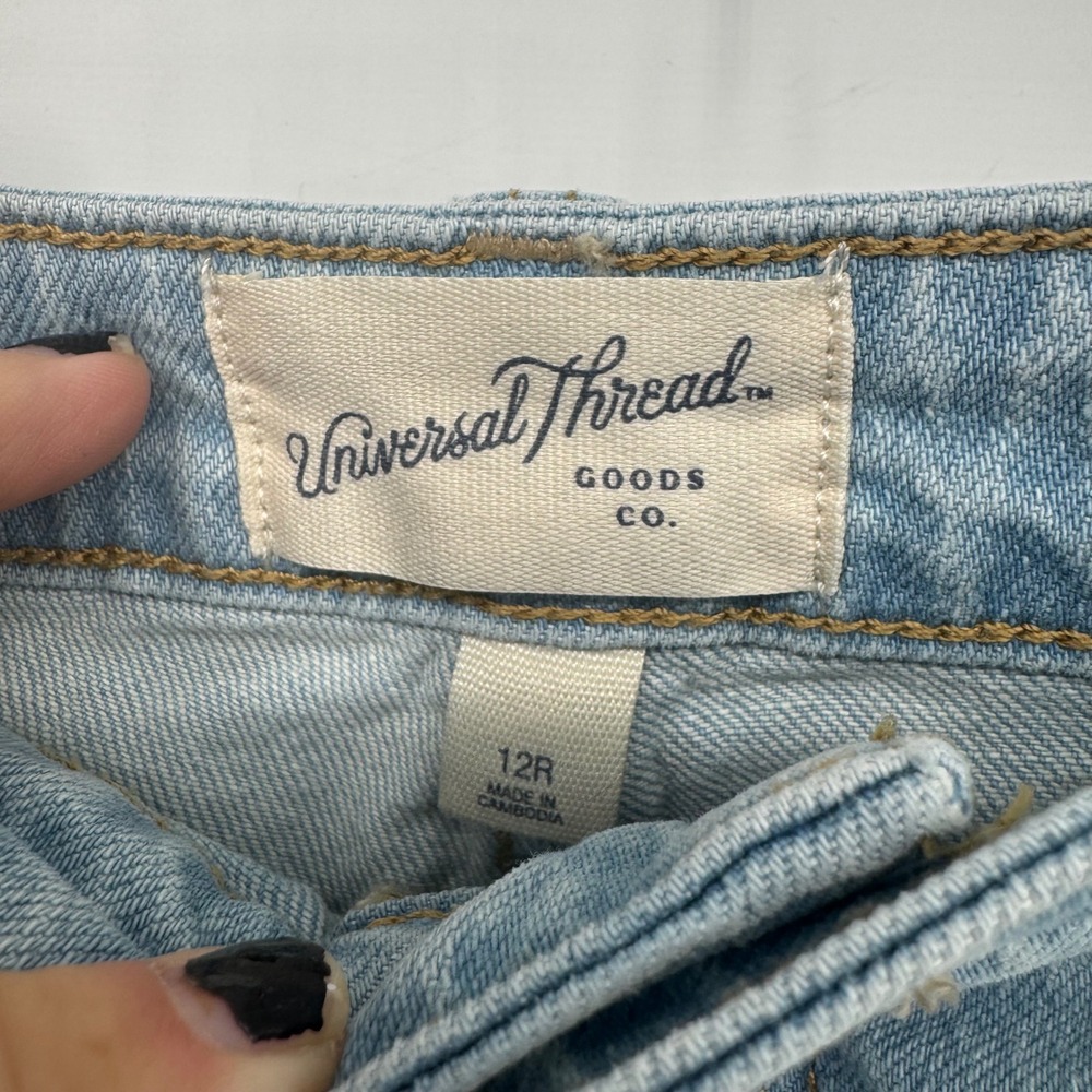 Universal Thread Curvy Highest Rise Shortie Shorts Light Wash Distressed 12R - Picture 2 of 5
